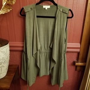 Umgee Olive Utility Drawstring Vest